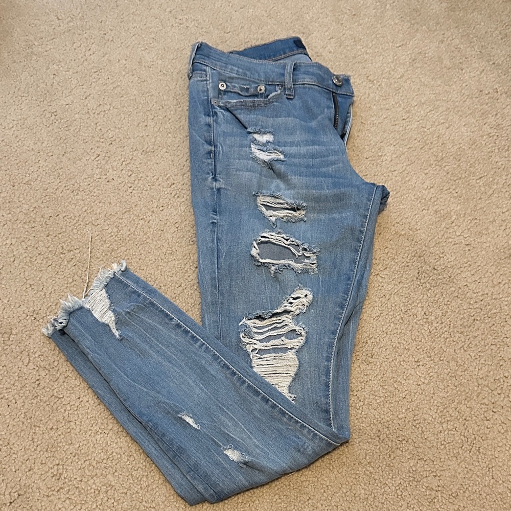 Aeropostale Ripped Blue Skinny Jeans